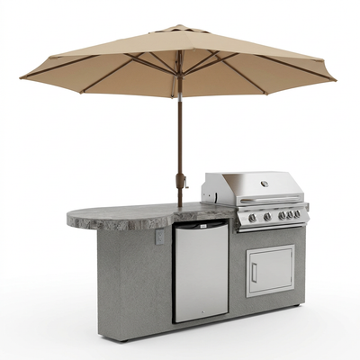 Kokomo Maui Outdoor Kitchen Island | 7'6" with 33-Inch Round Bar