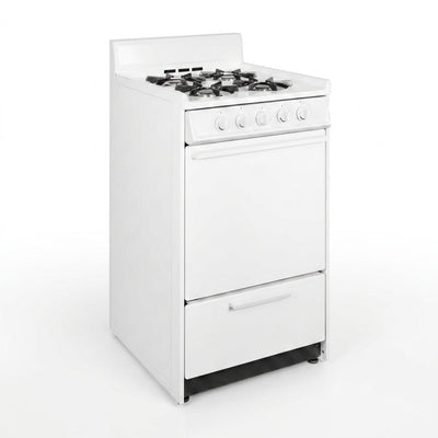 Compact Gas Range Built for Small Kitchens, 2.5 Cu Ft Oven, Battery Start Ignition, Broiler Drawer